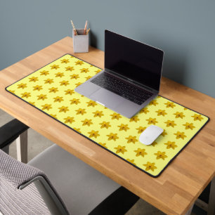 Yellow Daffodil Flower Seamless Pattern on Desk Mat