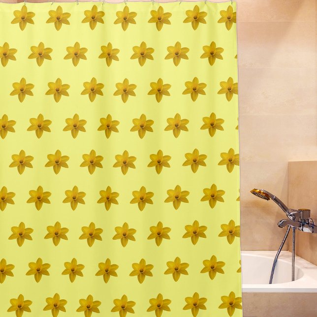Yellow Daffodil Flower Seamless Pattern on Shower Curtain (Yellow Daffodil flower seamless pattern on shower curtain)