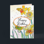 Yellow Daffodil flower Watercolor Birthday Card<br><div class="desc">Purple Iris irises flowers Watercolor Painting Art Wrapping Paper. Designed by me from one of my original watercolor paintings. A stylish gift sure to put a smile on anyone's face.</div>