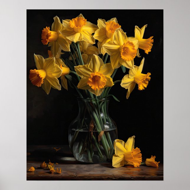 Yellow Daffodil Flowers Art Print Poster (Front)