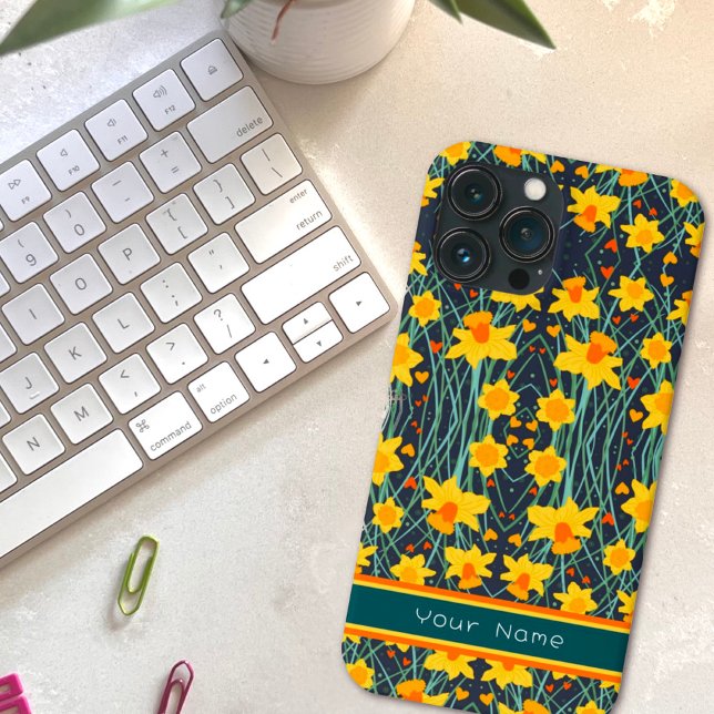 Yellow Daffodil Flowers Custom Name Pattern  Case-Mate iPhone Case (Creator Uploaded)