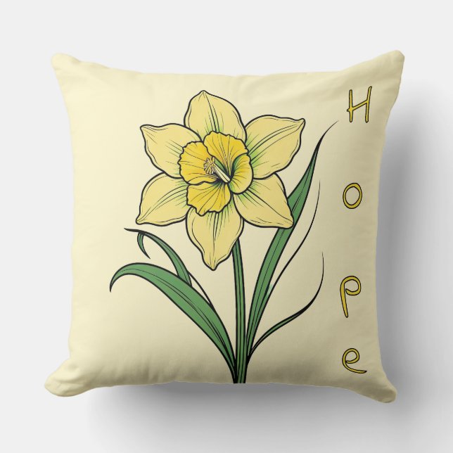 Yellow Daffodil (Hope) Cushion (Front)