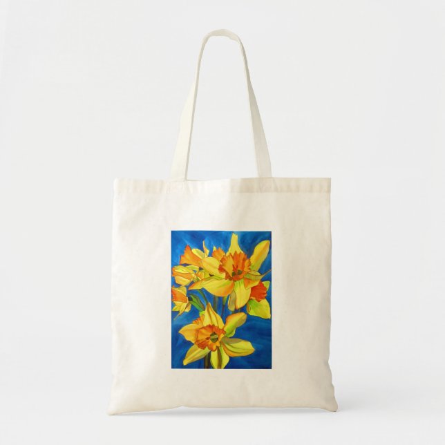 Yellow Daffodil narcissus flowers watercolor art Tote Bag (Front)