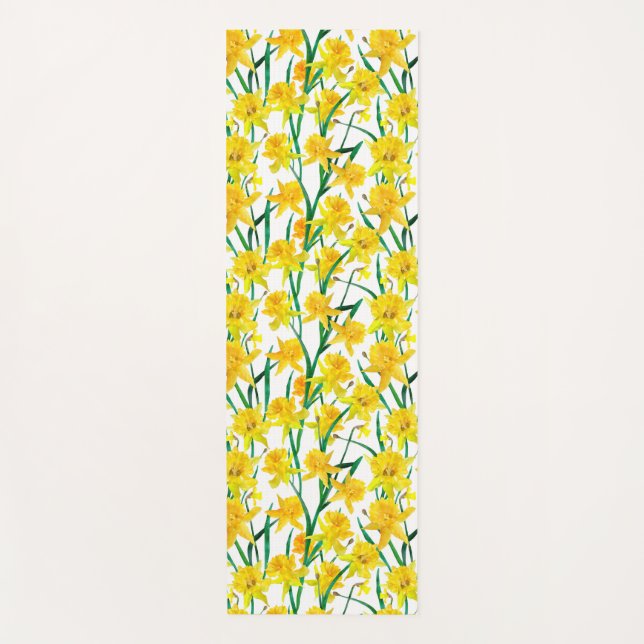 Yellow Daffodil Pattern Yoga Mat (Front)