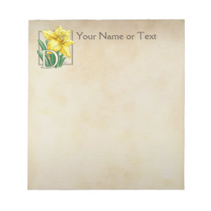 Yellow Daffodil Personalised Monogram Notepad
