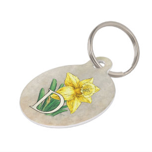 Yellow Daffodil Personalised Monogram Pet Tag