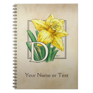 Yellow Daffodil Personalised Monogram Spiral Notebook