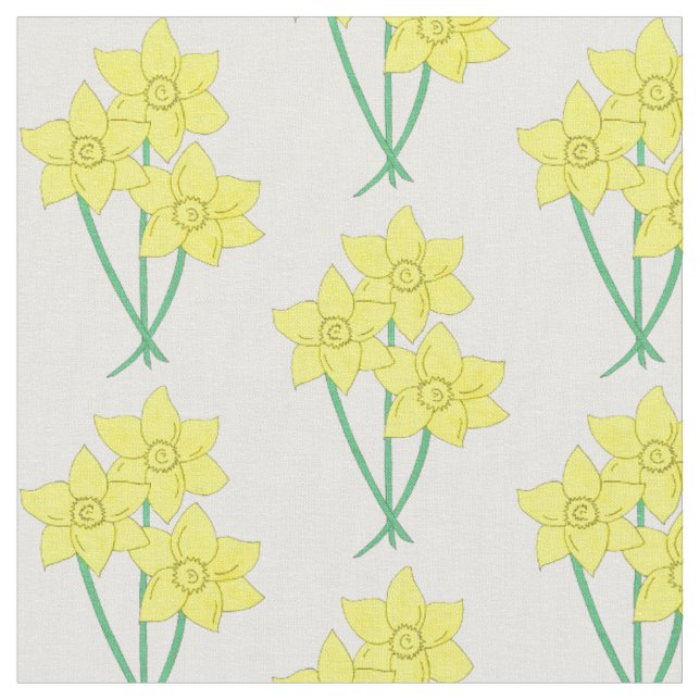 Yellow Daffodil Spring Flower Bunch Floral Bouquet Fabric (Close Up)