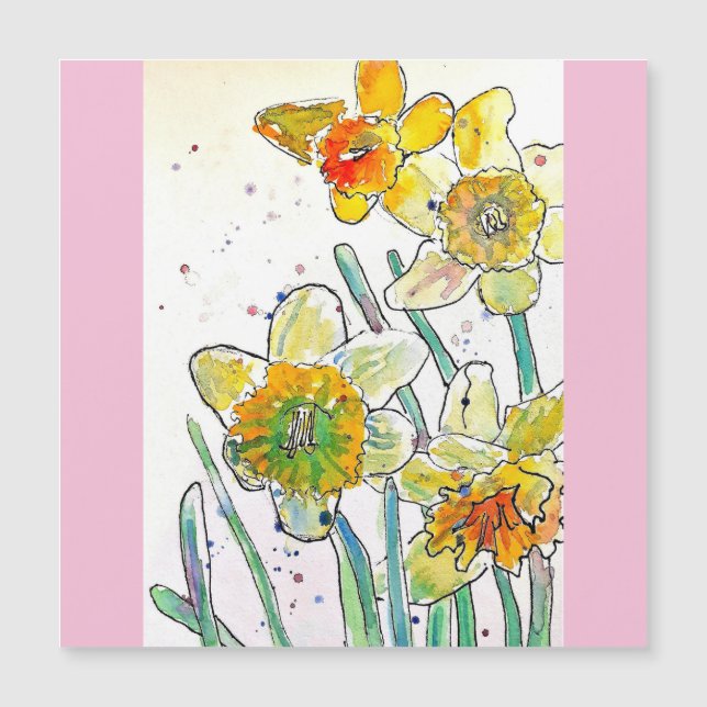 Yellow Daffodil Spring Flower Watercolor Birthday (Front)