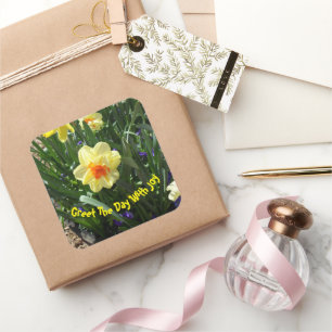 Yellow Daffodil Square Sticker
