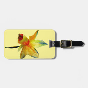 Yellow Daffodil watercolour art Spring Flower Luggage Tag