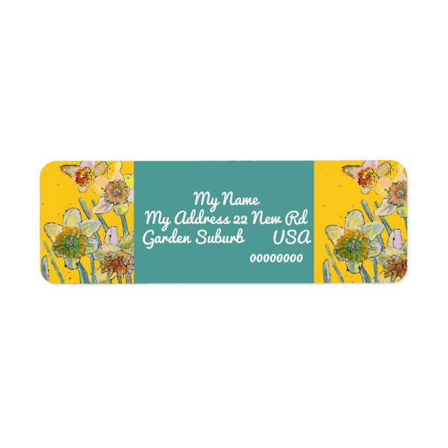 Yellow Daffodil Watercolour Return Address Labels (Front)