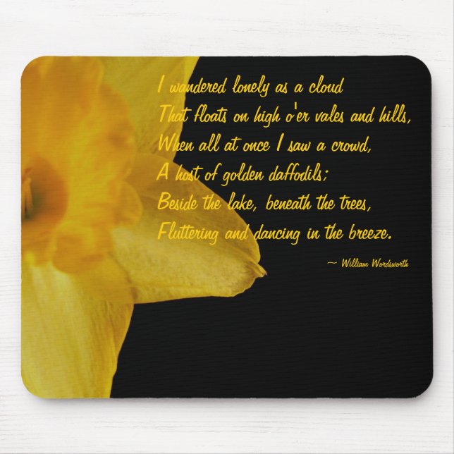 Yellow Daffodil; William Wordsworth Poem Mouse Pad (Front)