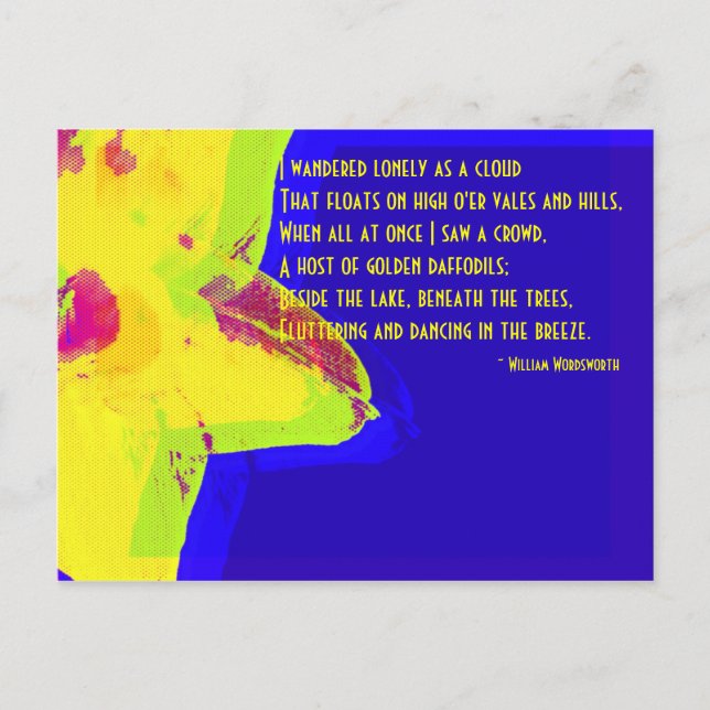 Yellow Daffodil; William Wordsworth Poem Postcard (Front)