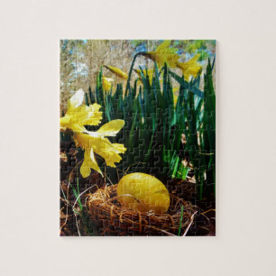 Yellow Daffodils and a Yellow Easter egg Jigsaw Puzzle