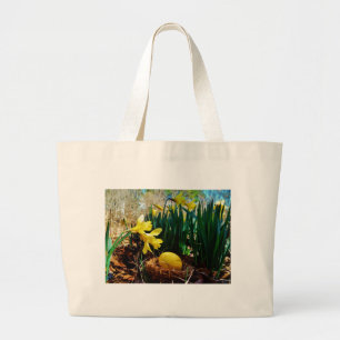 Yellow Daffodils and a Yellow Easter egg Large Tote Bag