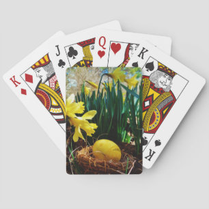 Yellow Daffodils and a Yellow Easter egg Playing Cards