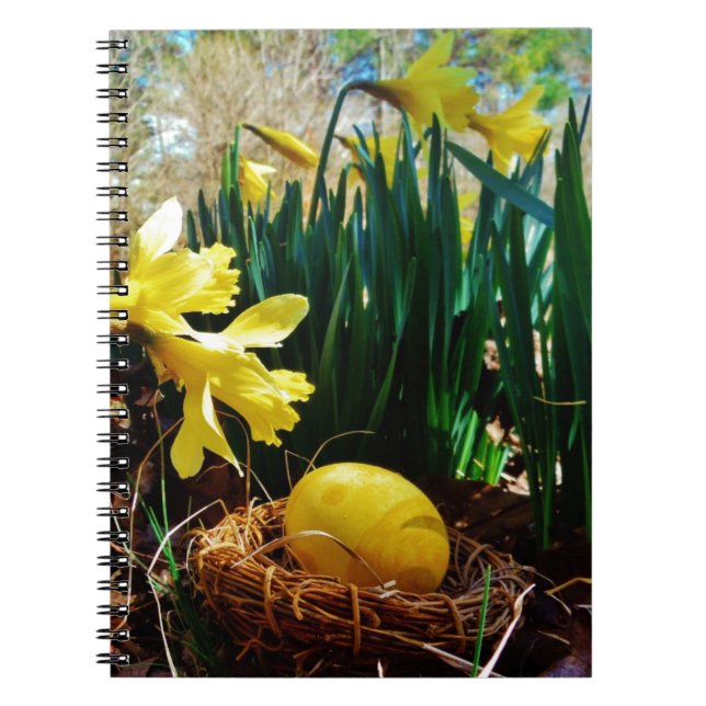 Yellow Daffodils and a Yellow Easter egg Spiral Notebook (Front)