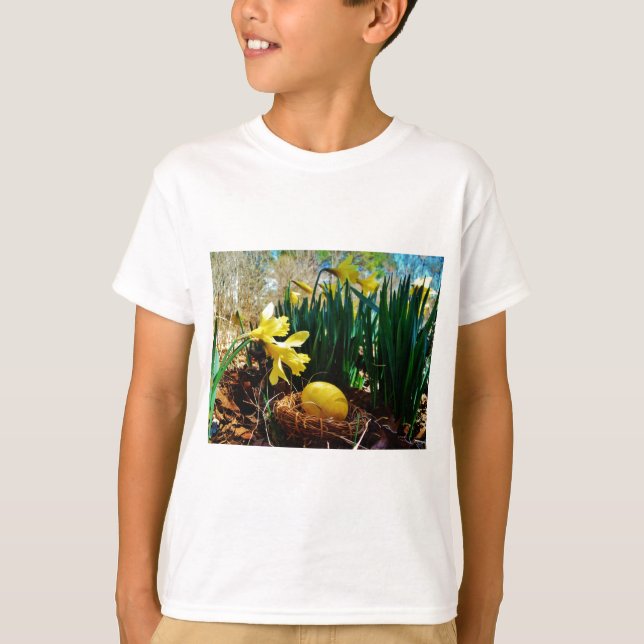 Yellow Daffodils and a Yellow Easter egg T-Shirt (Front)