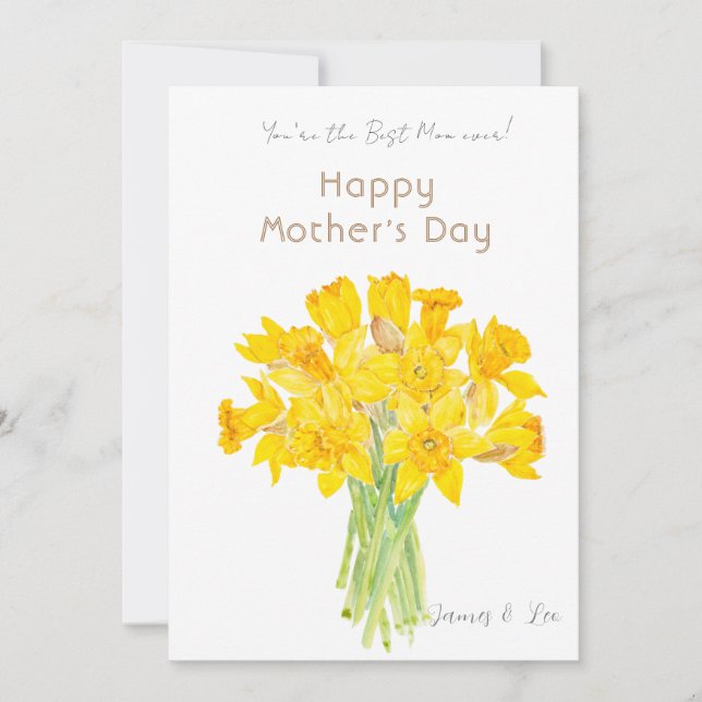 yellow daffodils bouquet flower Mother's Day card (Front)