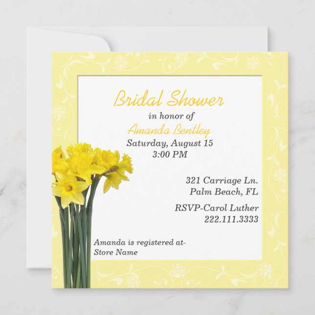 Yellow Daffodils Bridal Shower Invitation (Front)