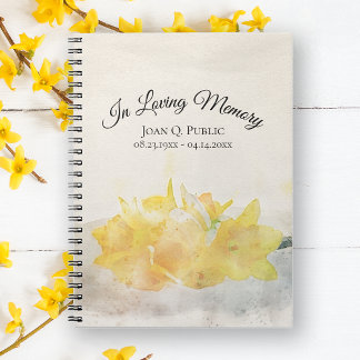 Yellow Daffodils Celebration of Life Funeral Notebook
