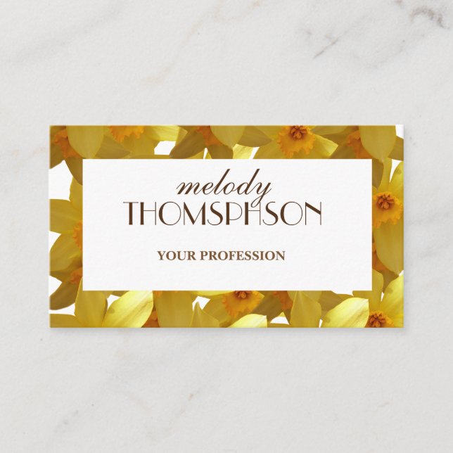 Yellow Daffodils Elegant Business Cards (Front)