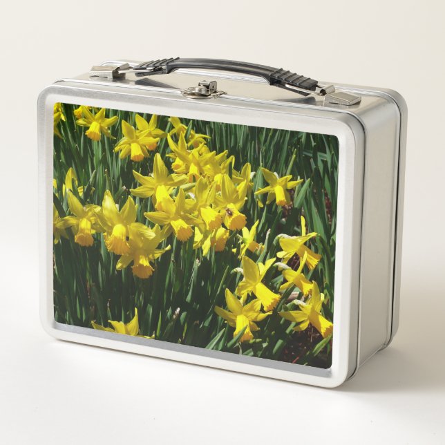 Yellow Daffodils I Cheery Spring Flowers Metal Lunch Box (Front)