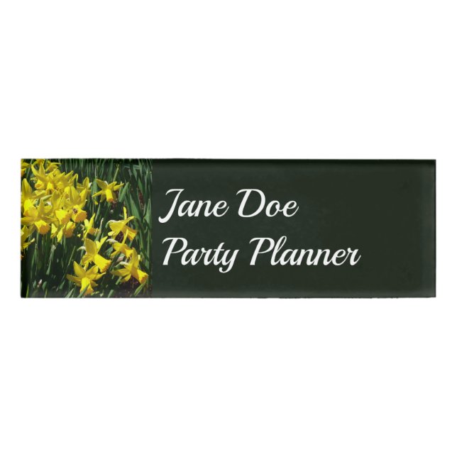 Yellow Daffodils I Cheery Spring Flowers Name Tag (Front)