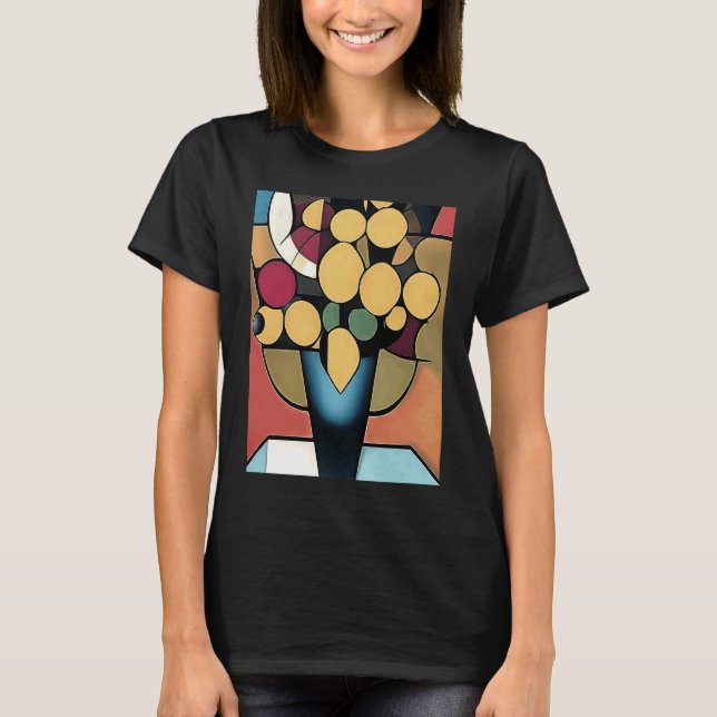 Yellow Daffodils In A Blue Vase Geometric Style Ar T-Shirt (Front)