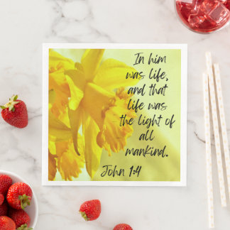 Yellow Daffodils Napkins Scripture John 1-4