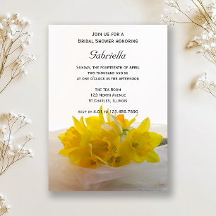 Yellow Daffodils on White Spring Bridal Shower Invitation