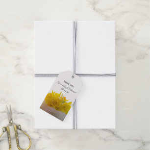 Yellow Daffodils on White Spring Wedding Favour Ta Gift Tags