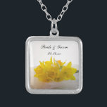 Yellow Daffodils on White Spring Wedding Silver Plated Necklace<br><div class="desc">The elegant Yellow Daffodils on White Spring Wedding Pendant Necklace makes a unique personalised keepsake gift for the bride to be or her bridesmaids. This pretty custom botanical wedding necklace features a floral photograph of a bouquet of yellow daffodil flower blossoms with a white bridal veil inside a sterling silver...</div>