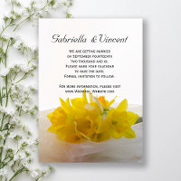 Yellow Daffodils on White Wedding Save the Date
