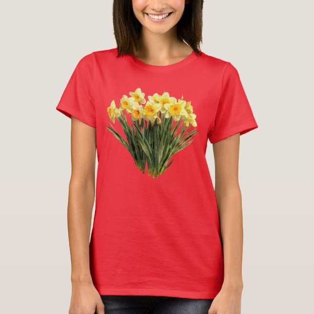 Yellow Daffodils Spring Floral T-Shirt (Front)