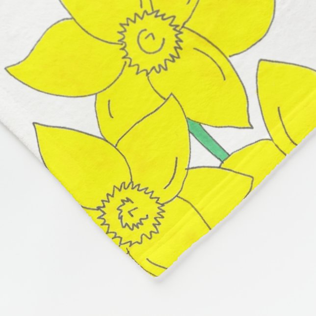 Yellow Daffodils Spring Flowers Bunch Floral Fleece Blanket (Corner)