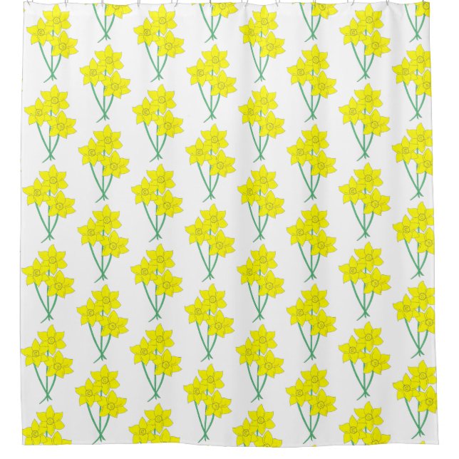 Yellow Daffodils Spring Flowers Bunch Floral Shower Curtain (Front)