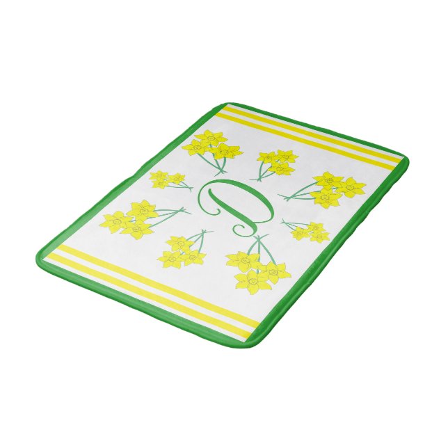 Yellow Daffodils Spring Flowers Bunch Initial Bath Mat (Angled)