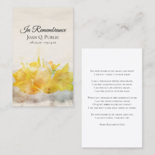 Yellow Daffodils Spring Funeral Memorial Prayer Business Card