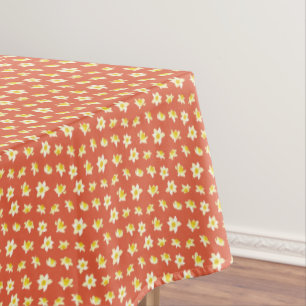 Yellow Daffodils Spring Modern Orange Red Vintage. Tablecloth