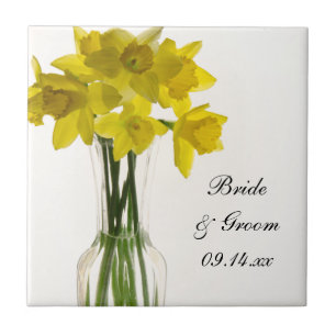 Yellow Daffodils Wedding Tile