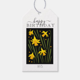 Yellow Dafodil Flowers HAPPY BIRTHDAY Gift Tag