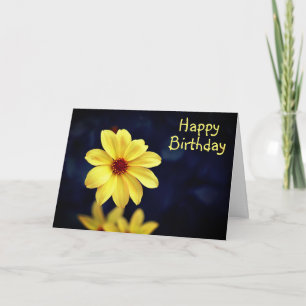 Yellow Dahlia Elegant Flower Happy Birthday Card