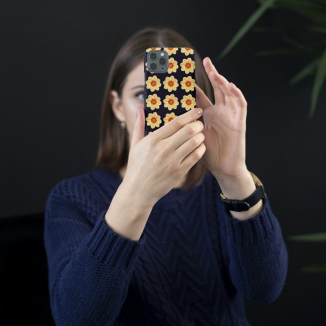 Yellow Dahlia Floral Pattern on Black (In Situ)