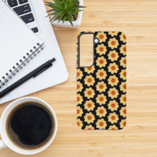 Yellow Dahlia Floral Pattern on Black Samsung Galaxy Case