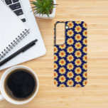 Yellow Dahlia Floral Pattern on Blue Samsung Galaxy Case<br><div class="desc">Protect your Samsung Galaxy S22 phone with this durable phone case that features the photo image of a little, yellow Dahlia flower on a navy blue background and printed in a repeating pattern. A fun, floral design! Select your phone style. NOTE: You may need to edit and adjust image as...</div>