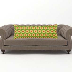 Yellow Dahlia Floral Pattern on Green Body Cushion