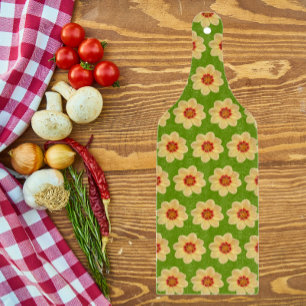 Yellow Dahlia Floral Pattern on Green Cutting Board