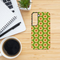 Yellow Dahlia Floral Pattern on Green